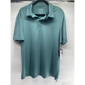 01.ALGO Performance Polo Mens XL Polo Shirt Blue Short Sleeve Wicking Tech NWT